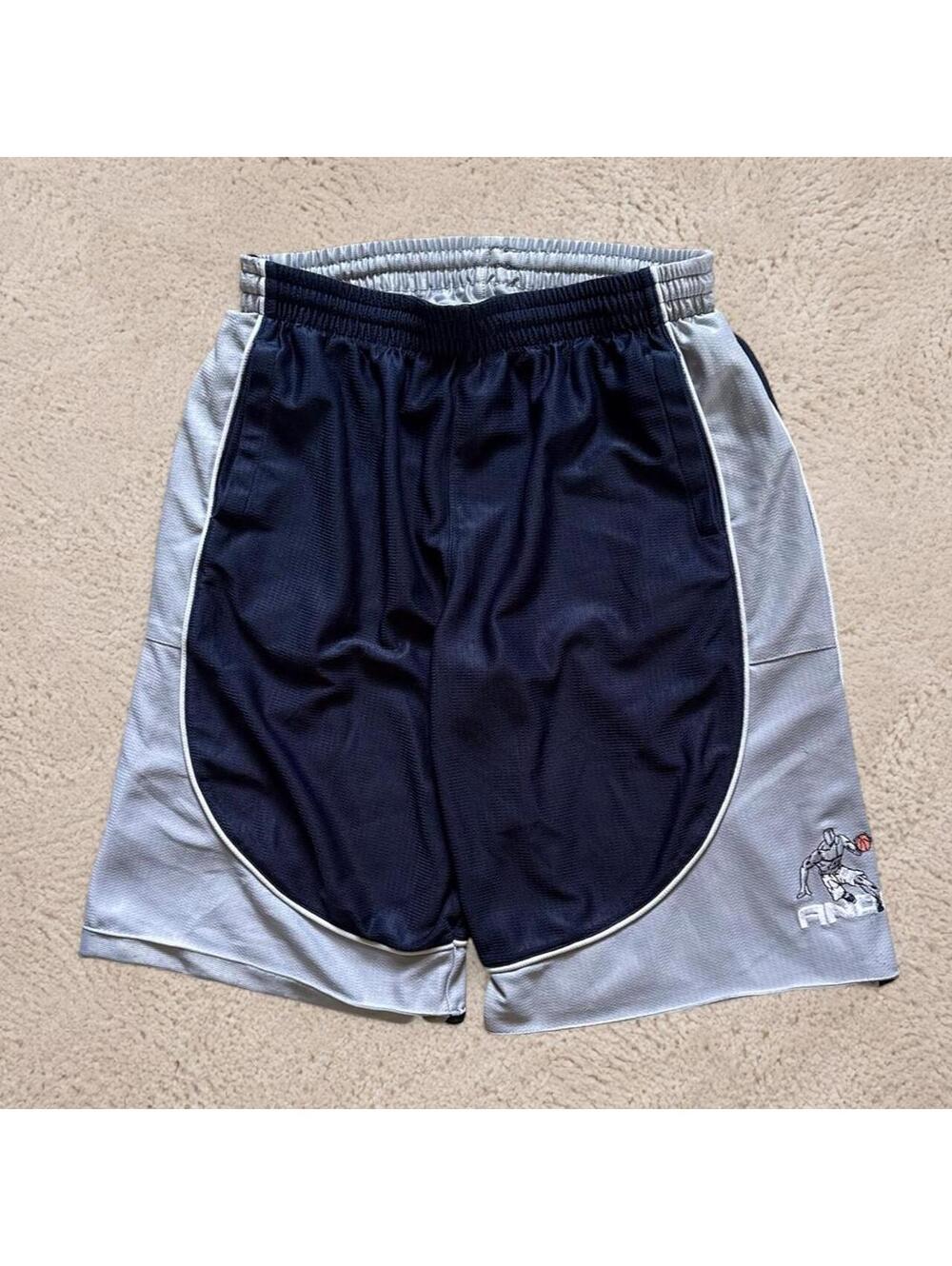 Crazy fire vintage baggy Y2K gray & navy basketball shorts